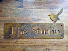 Load image into Gallery viewer, Corten Fairy Wren Property Sign