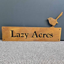 Load image into Gallery viewer, Corten Fairy Wren Property Sign