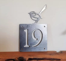 Load image into Gallery viewer, Corten Fairy Wren House Number Sign