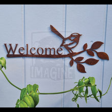 Load image into Gallery viewer, Corten Fairy Wren Welcome Sign