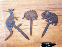 Load image into Gallery viewer, Wombat, Kangaroo &amp; Echidna Pot Plant Stake Set
