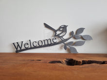 Load image into Gallery viewer, Corten Fairy Wren Welcome Sign
