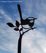 Load image into Gallery viewer, Perched Fairy Wren Garden Art Stake
