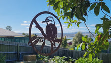 Load and play video in Gallery viewer, Hanging Corten Kookaburra Decoration
