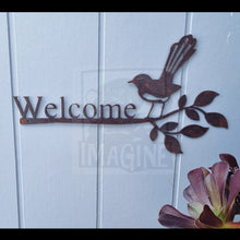 Load image into Gallery viewer, Corten Willy Wagtail / Fantail Welcome Sign
