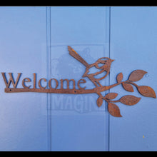 Load image into Gallery viewer, Corten Fairy Wren Welcome Sign

